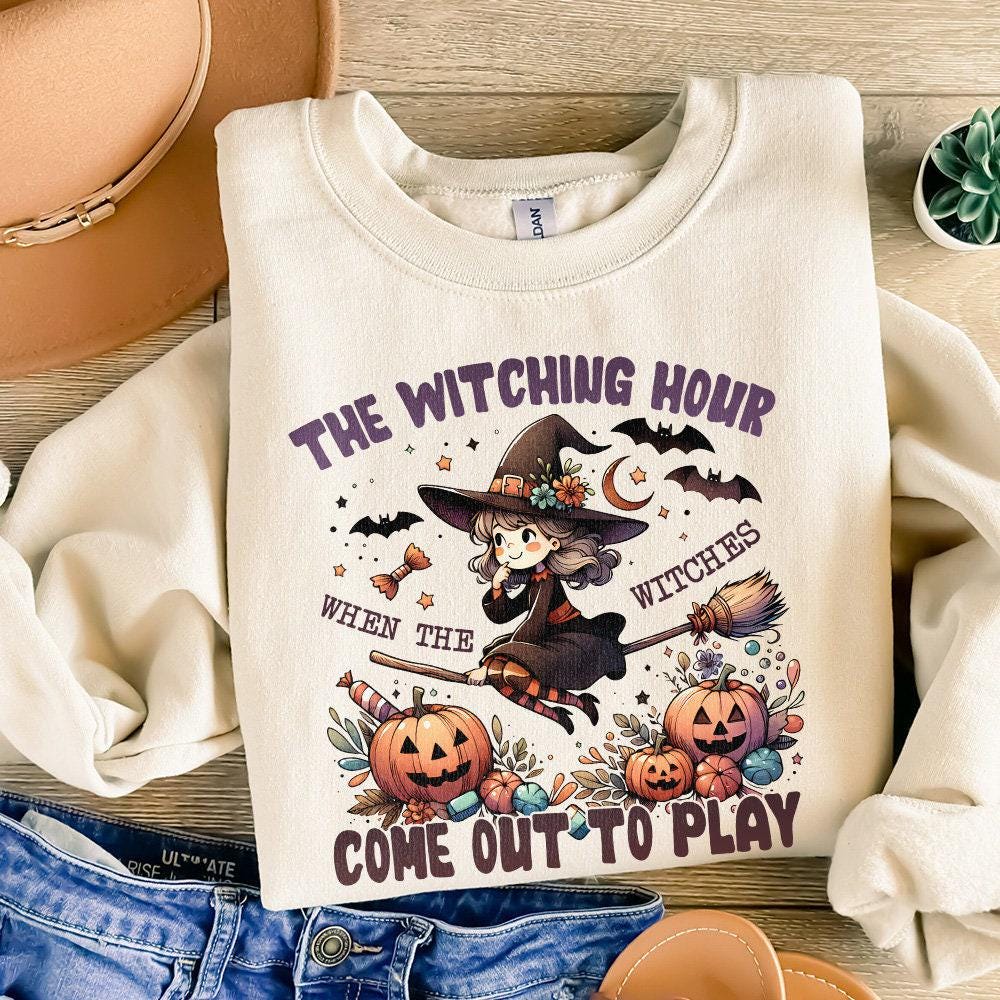 The Witch Hour, Retro Halloween Png - 300 DPI Design for T-Shirt