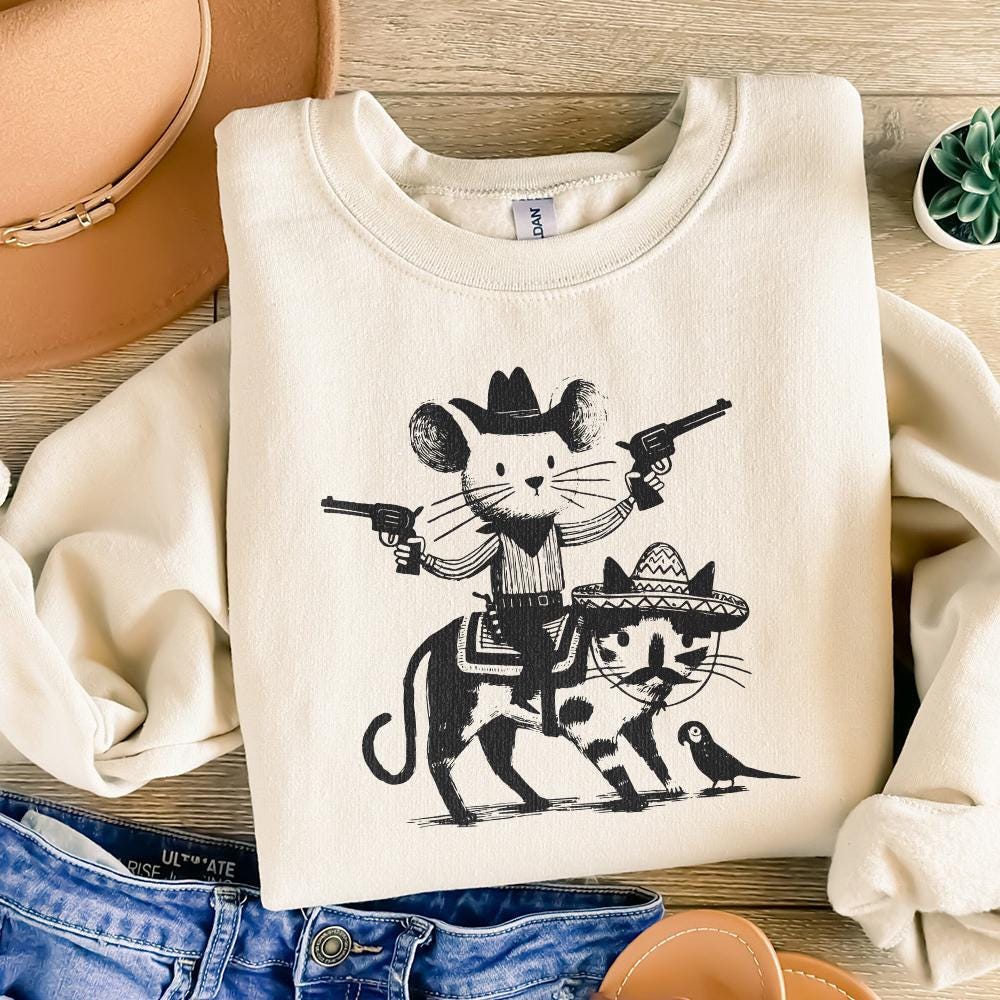 Mouse Cowboy, Cat png - 300 DPI Design for T-Shirt