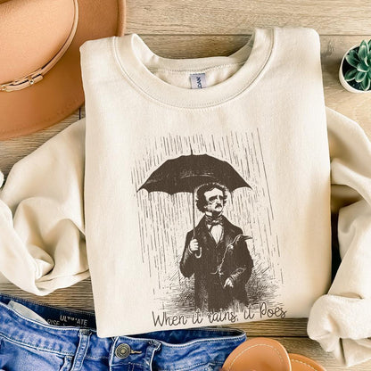 When It Rains It Poes PNG, Literature png - 300 DPI Design for T-Shirt