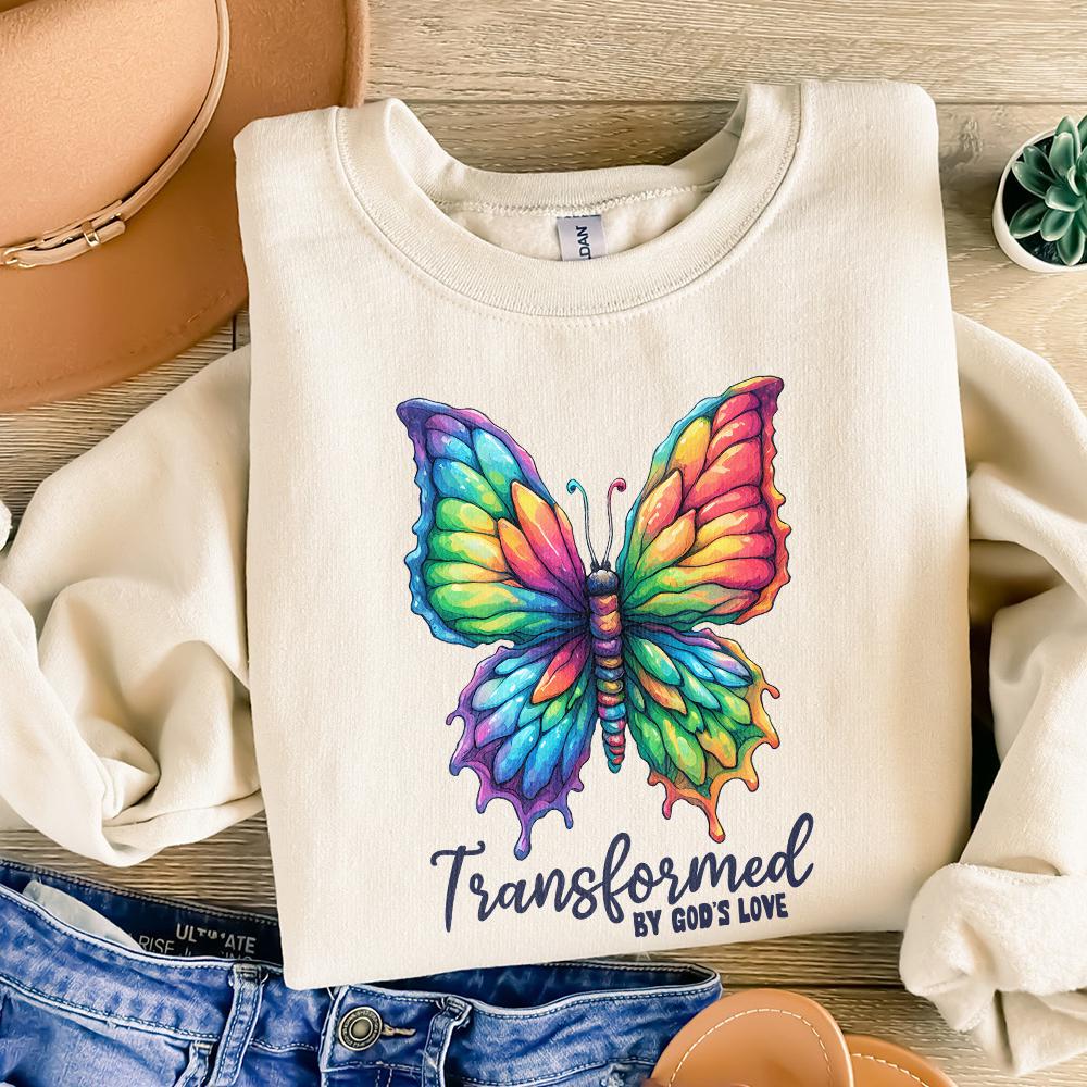 Transformed By Gods Love PNG, Butterfly PNG - 300 DPI Design for T-Shirt