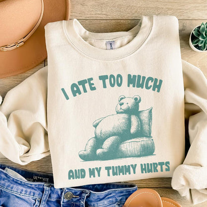 I Ate Too Much PNG, Teddy Bear T-Shirt Design - 300 DPI Design for T-Shirt