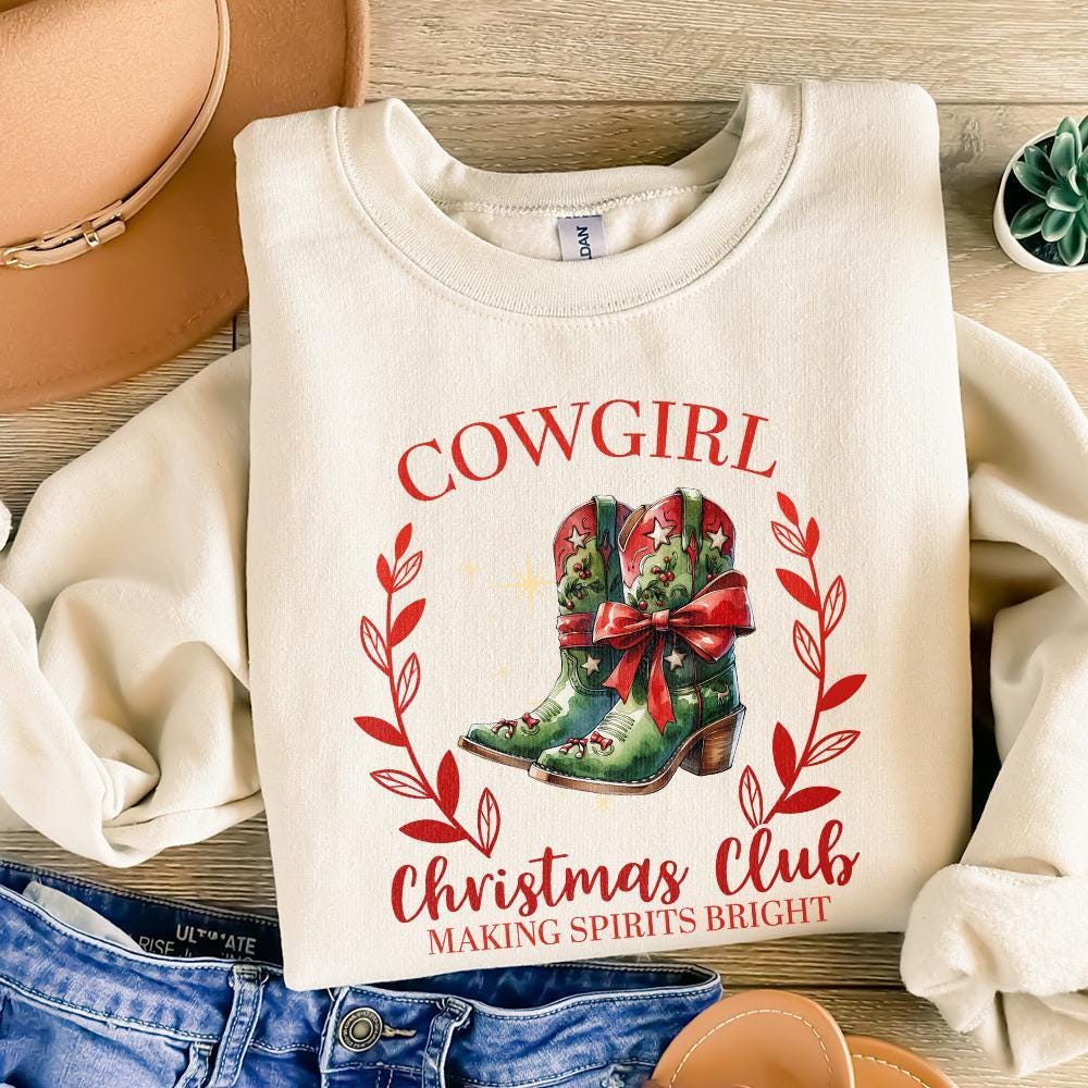 Cowgirl Christmas PNG, Retro Christmas PNG - 300 DPI Design for T-Shirt