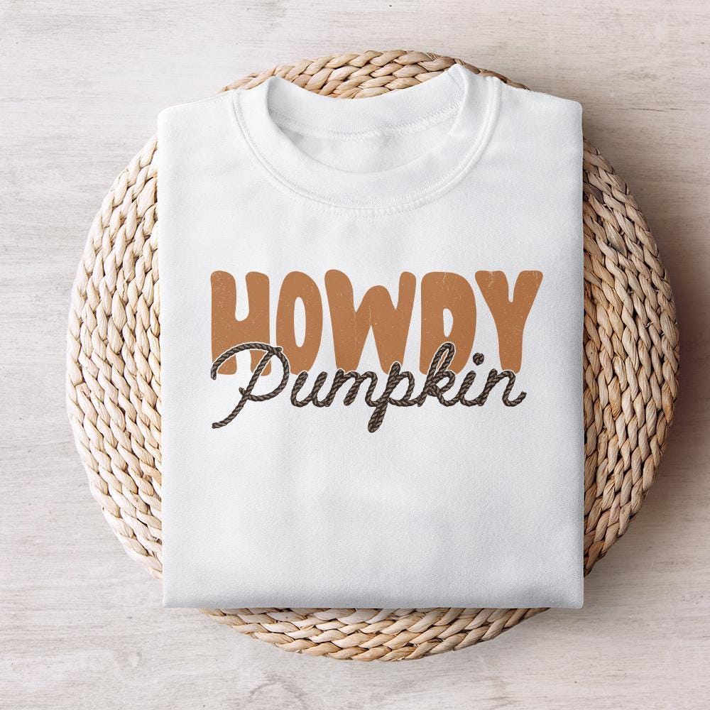 Howdy Pumpkin Western Fall PNG, Retro Halloween png - 300 DPI Design for