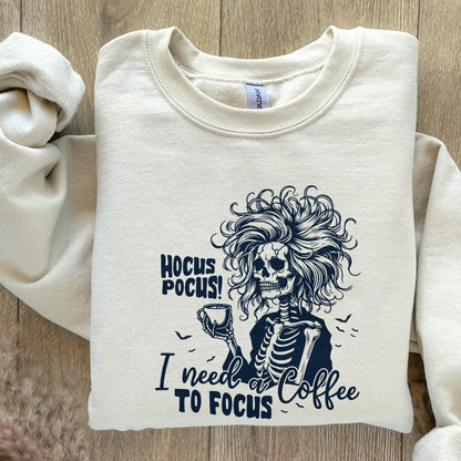 Hocus Pocus I need a Coffee to Focus PNG, Retro Halloween Png - 300 DPI