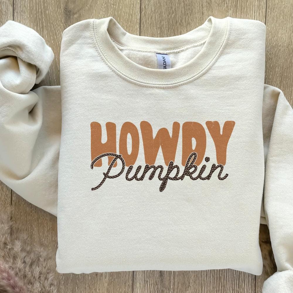 Howdy Pumpkin Western Fall PNG, Retro Halloween png - 300 DPI Design for