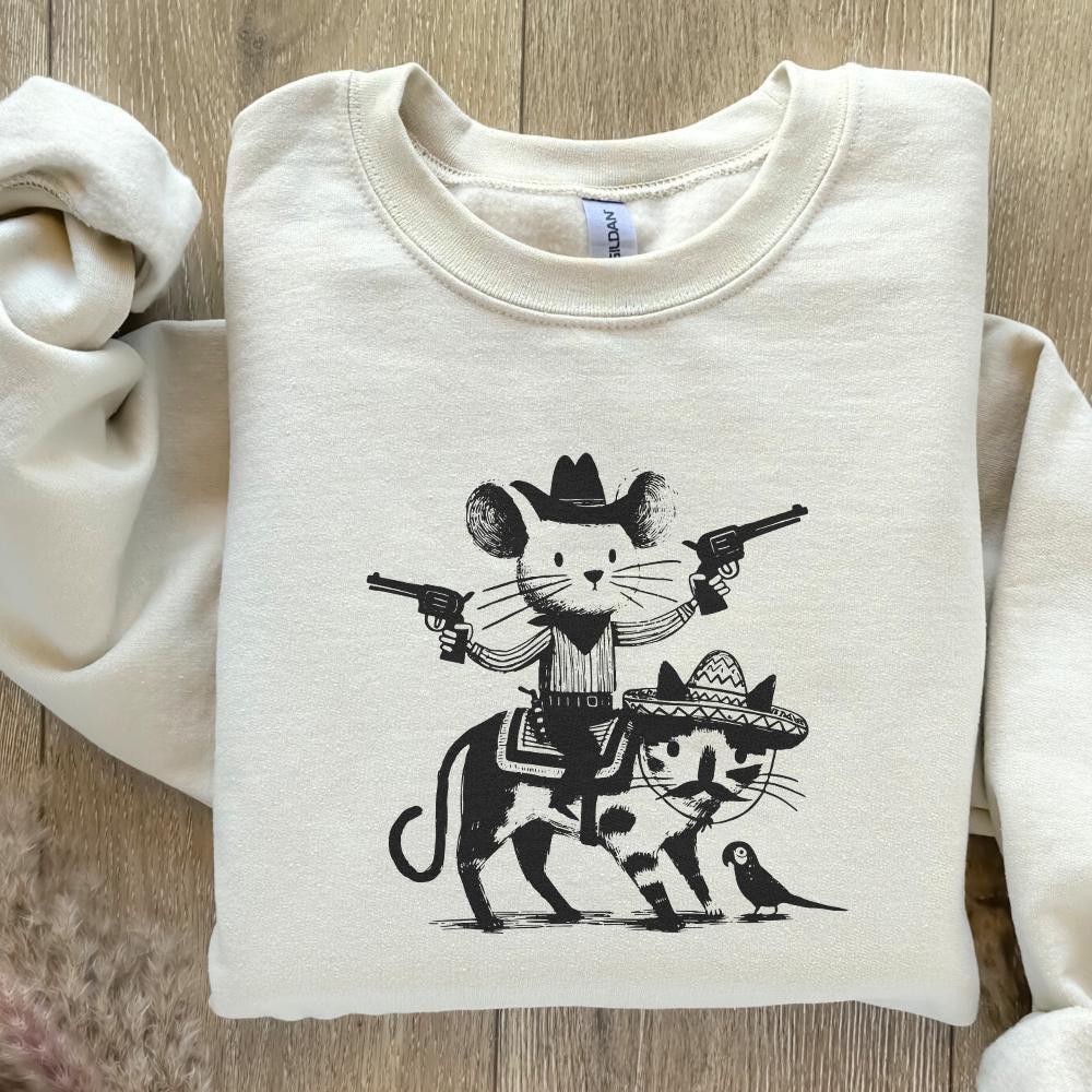 Mouse Cowboy, Cat png - 300 DPI Design for T-Shirt