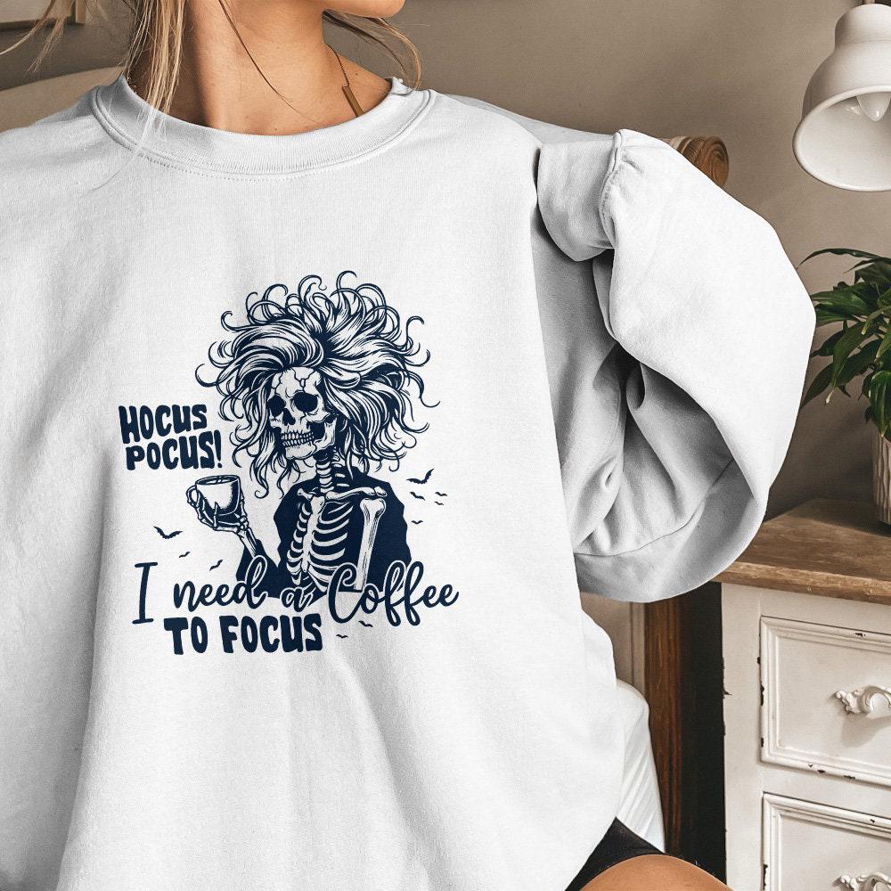 Hocus Pocus I need a Coffee to Focus PNG, Retro Halloween Png - 300 DPI