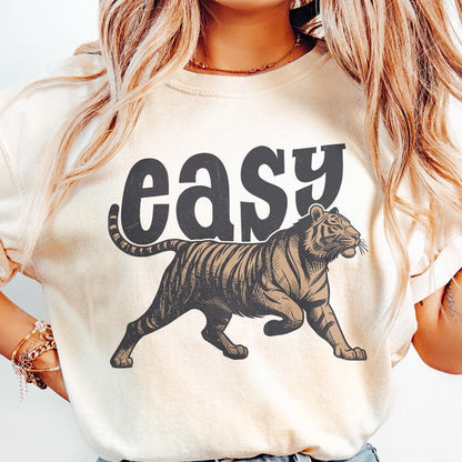 Easy Tiger PNG Retro Illustration, Vintage Graphic Tee - 300 DPI Design