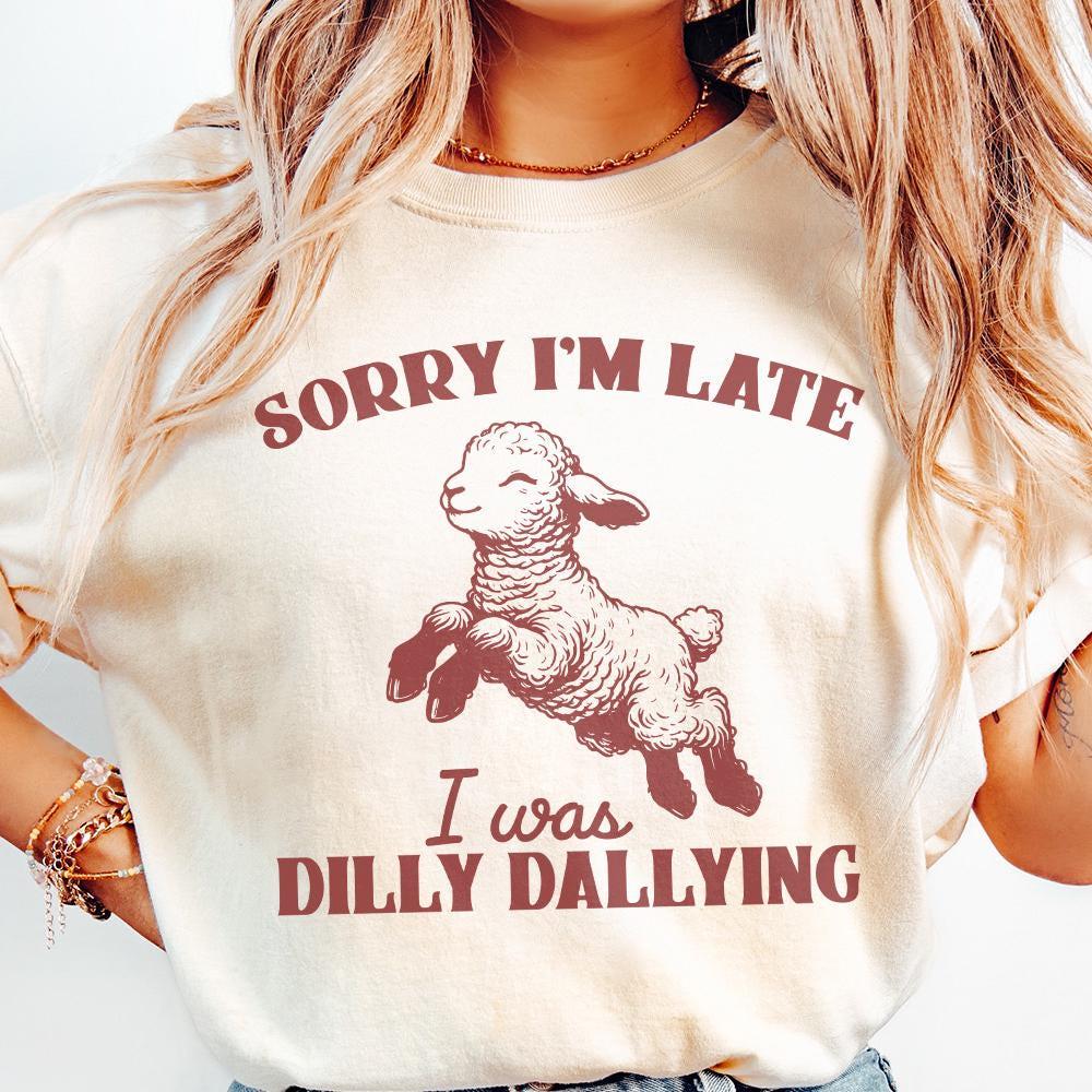 Sorry I'm Late I Was Dilly Dallying PNG, Vintage Animal Sayings - 300 DPI
