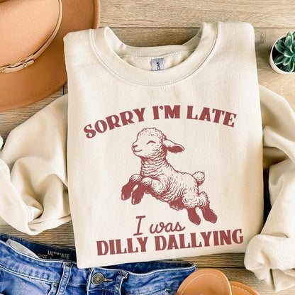 Sorry I'm Late I Was Dilly Dallying PNG, Vintage Animal Sayings - 300 DPI