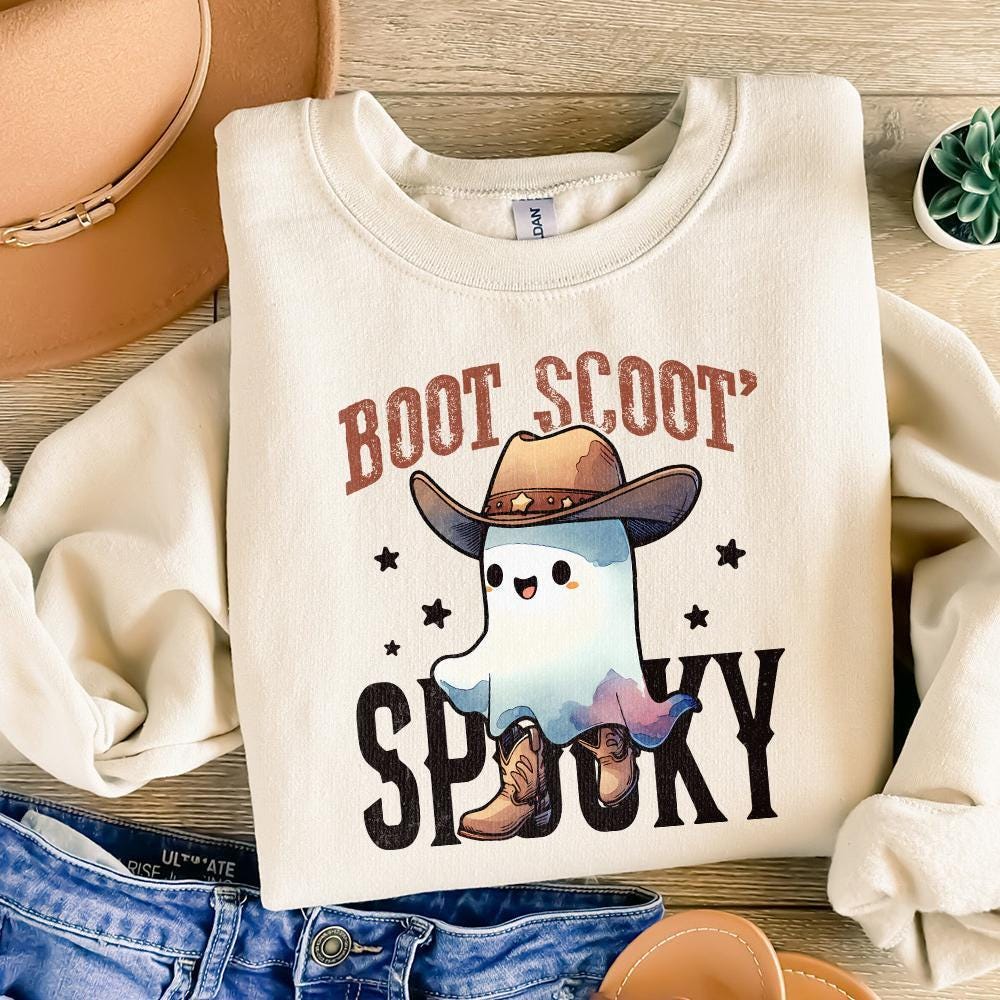 Boot Scoot Spooky PNG, Western Ghost PNG - 300 DPI Design for T-Shirt