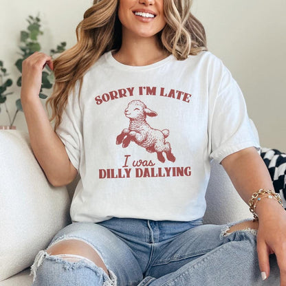 Sorry I'm Late I Was Dilly Dallying PNG, Vintage Animal Sayings - 300 DPI