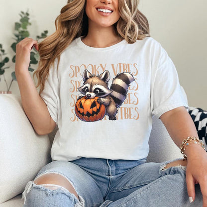 Raccoon Spooky Vibes PNG, Halloween png - 300 DPI Design for T-Shirt