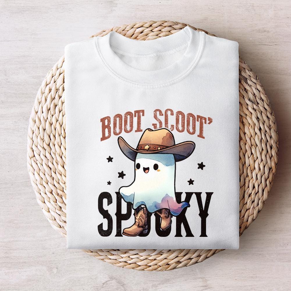 Boot Scoot Spooky PNG, Western Ghost PNG - 300 DPI Design for T-Shirt