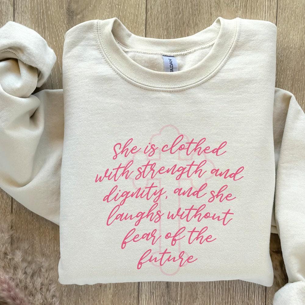 Proverbs 31 PNG, She is Clothed PNG - 300 DPI Design for T-Shirt