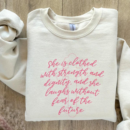 Proverbs 31 PNG, She is Clothed PNG - 300 DPI Design for T-Shirt