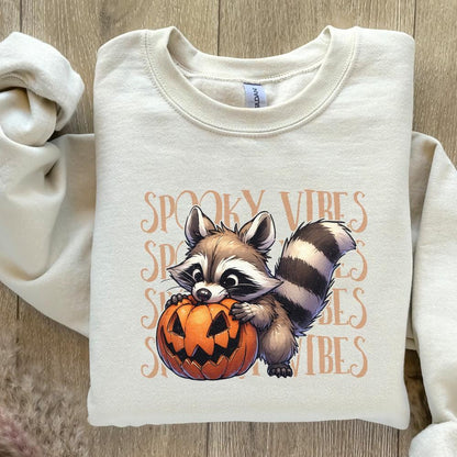 Raccoon Spooky Vibes PNG, Halloween png - 300 DPI Design for T-Shirt