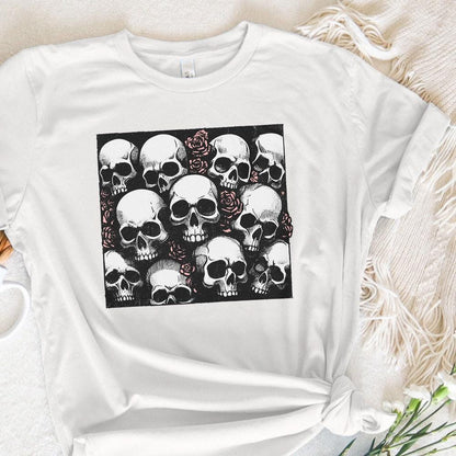 Skull and Roses PNG, Gothic Floral Design - 300 DPI Design for T-Shirt