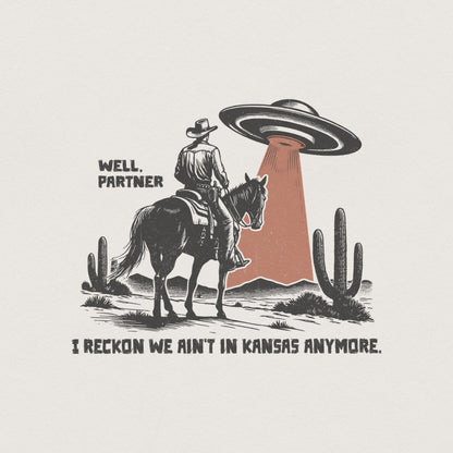 Cowboy and UFO PNG, Western Sci-Fi Digital Design - 300 DPI Design for
