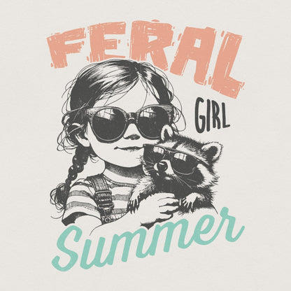 Feral Girl Summer Png, Funny Raccoon Design - 300 DPI Design for T-Shirt