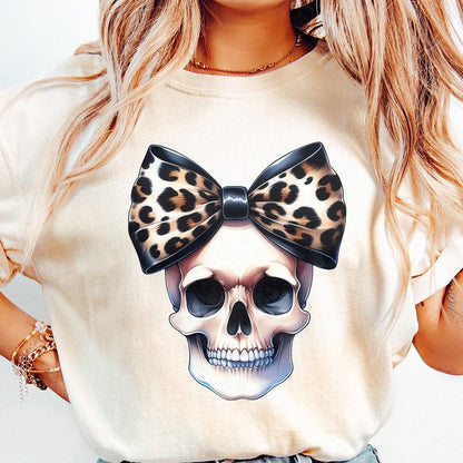 Retro Halloween Skull Coquette Bow Png, Spooky Shirt - 300 DPI Design for