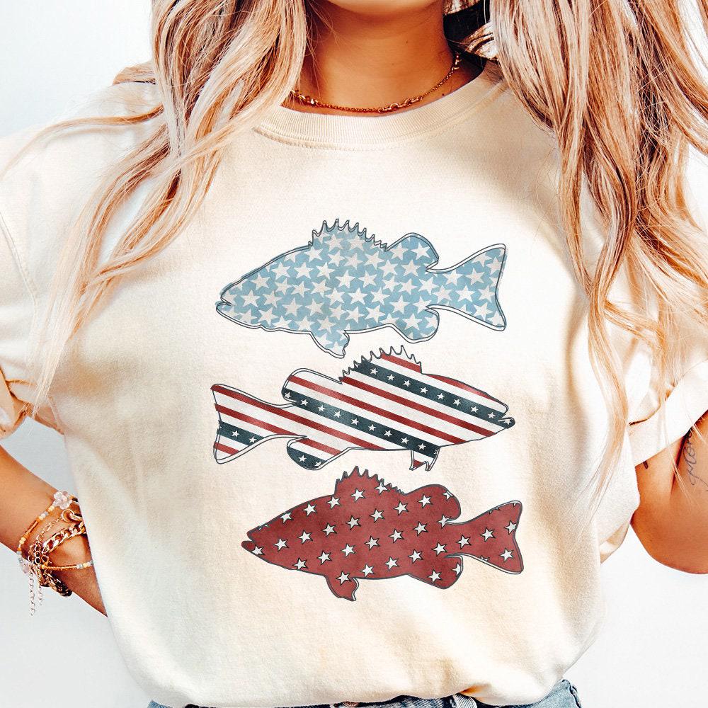 Bass Fish PNG, US Flag Bass Fish - 300 DPI Design for T-Shirt