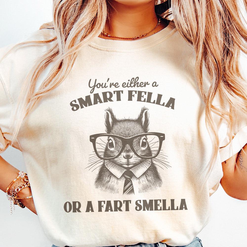 Smart Fella or Fart Smella PNG, Squirrel T-Shirt Design - 300 DPI Design