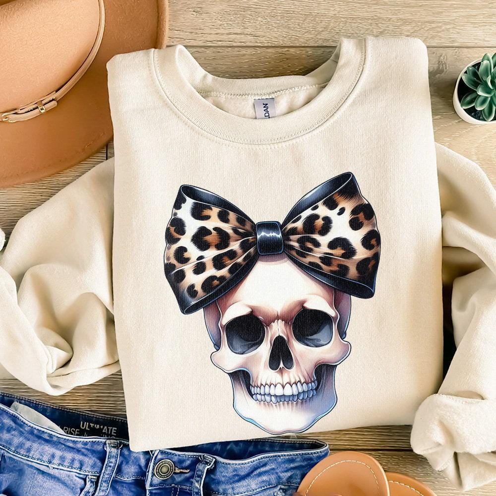 Retro Halloween Skull Coquette Bow Png, Spooky Shirt - 300 DPI Design for