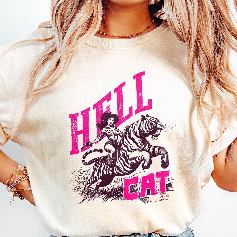 Hell Cat PNG, Cowgirl Tiger png - 300 DPI Design for T-Shirt