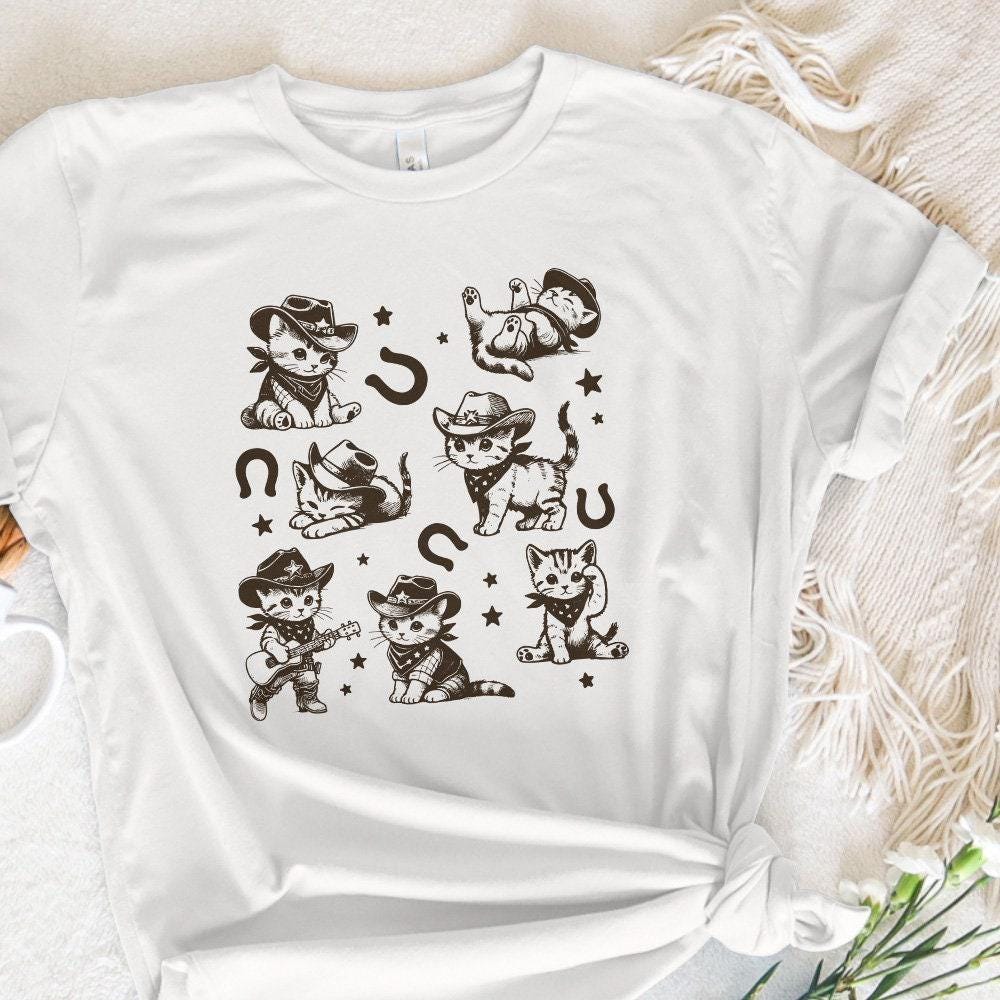 Vintage Cowboy Cats and Kittens Western Cowboy Cowgirl Desert Style PNG,
