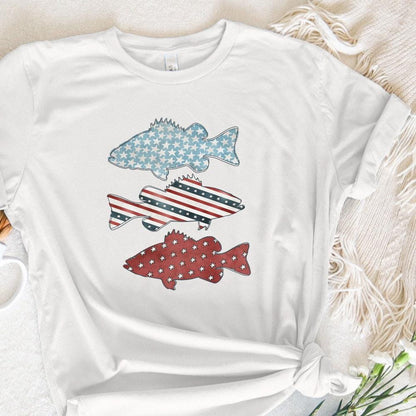 Bass Fish PNG, US Flag Bass Fish - 300 DPI Design for T-Shirt