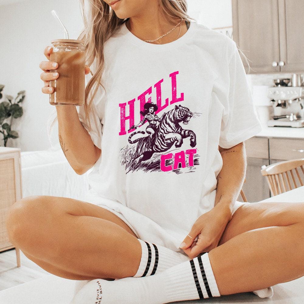 Hell Cat PNG, Cowgirl Tiger png - 300 DPI Design for T-Shirt