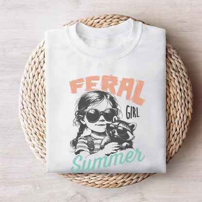 Feral Girl Summer Png, Funny Raccoon Design - 300 DPI Design for T-Shirt