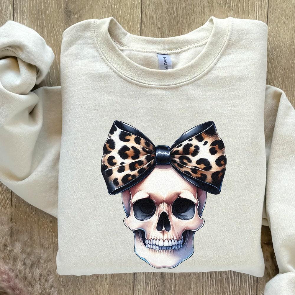 Retro Halloween Skull Coquette Bow Png, Spooky Shirt - 300 DPI Design for
