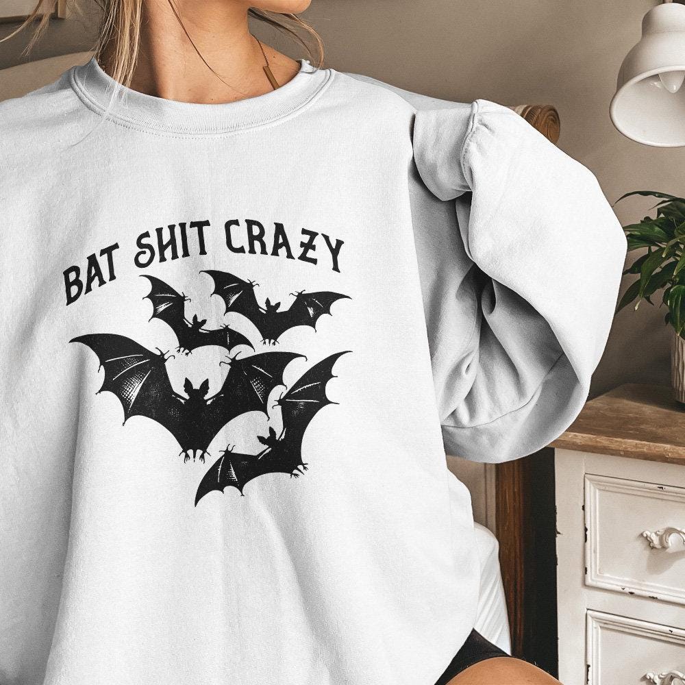 Halloween Bat Shit Crazy Gothic Coquette Bow Png, Retro Halloween Png -