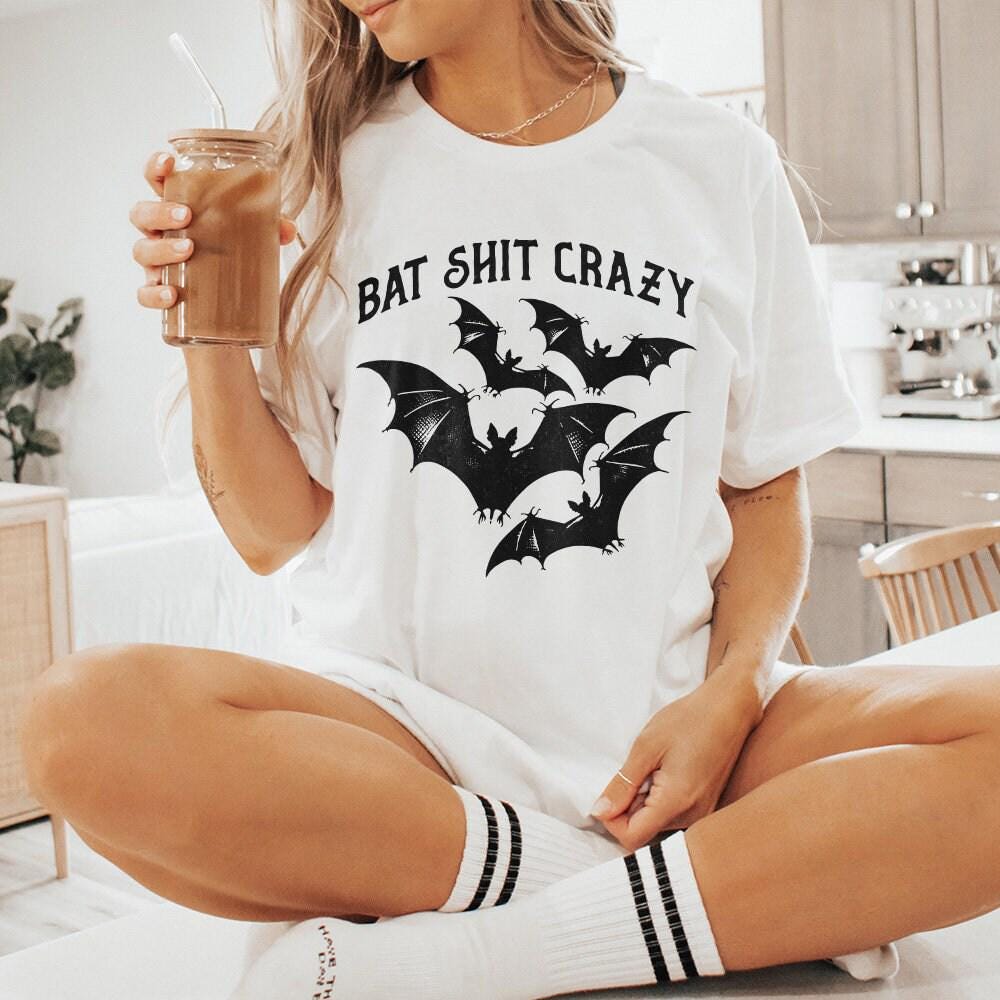 Halloween Bat Shit Crazy Gothic Coquette Bow Png, Retro Halloween Png -