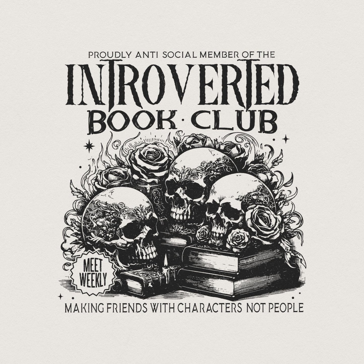 Introverted Book Lover Png, Antisocial Book Club Digital Download - 300