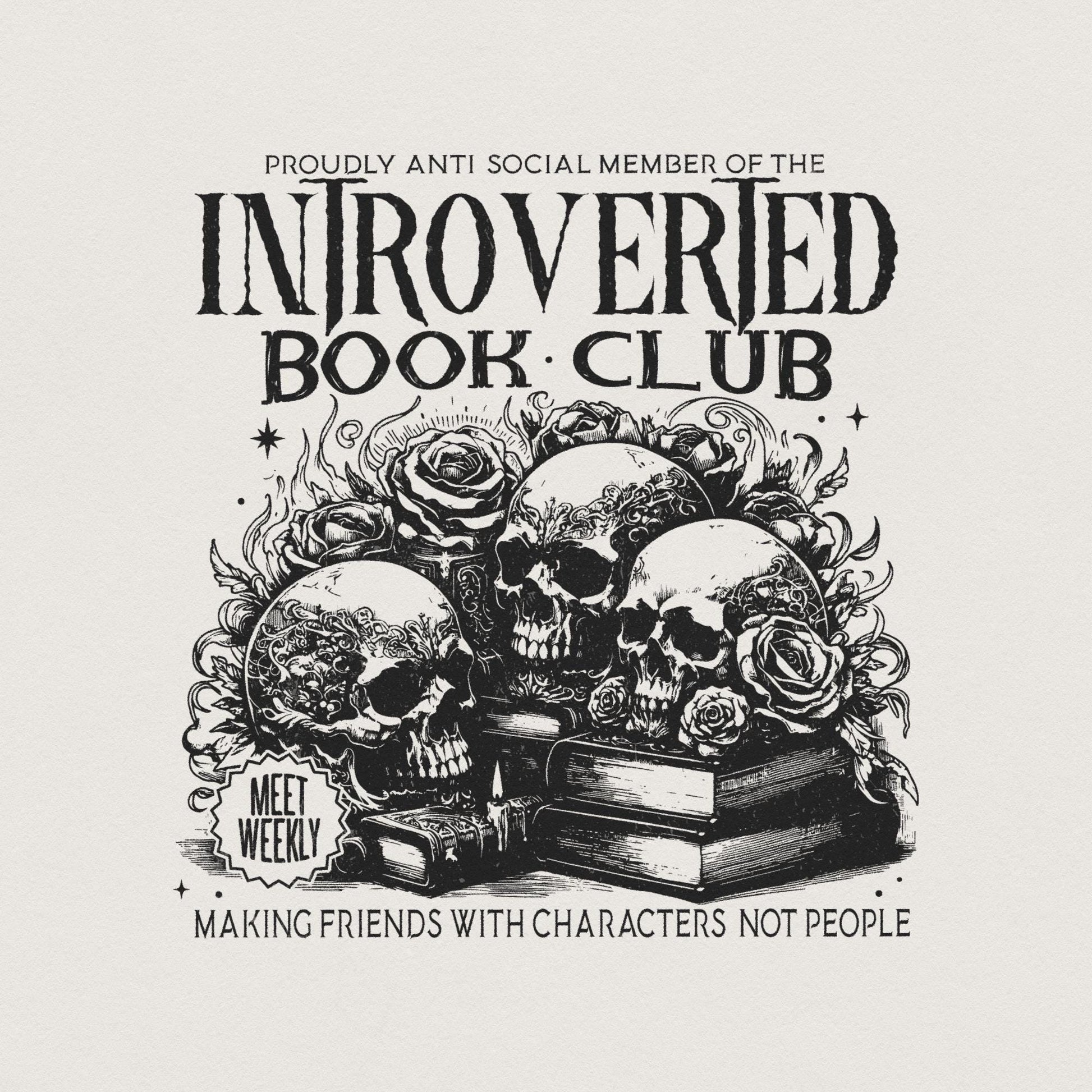 Introverted Book Lover Png, Antisocial Book Club Digital Download - 300