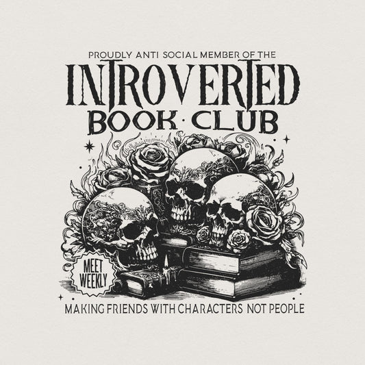 Introverted Book Lover Png, Antisocial Book Club Digital Download - 300