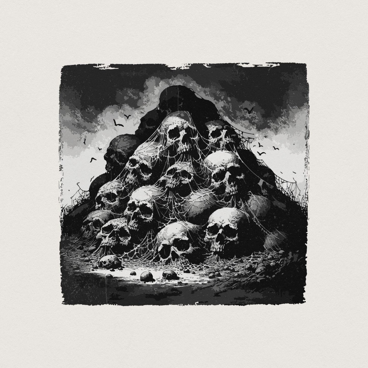Gothic Skull Mountain PNG, Dark Aesthetic Digital Art - 300 DPI Design