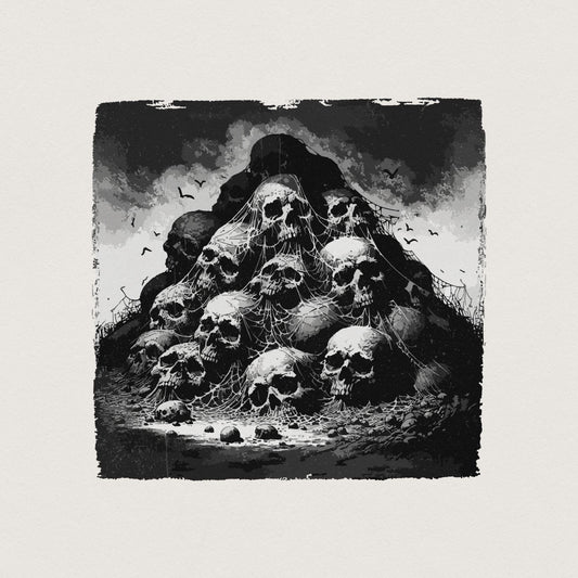 Gothic Skull Mountain PNG, Dark Aesthetic Digital Art - 300 DPI Design
