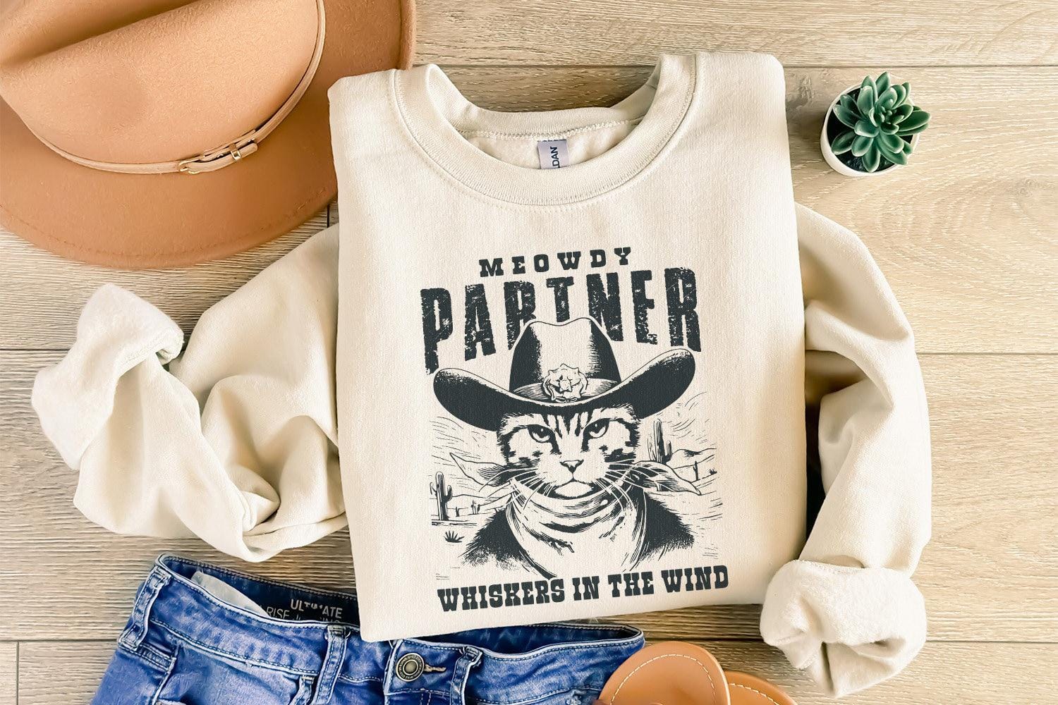 Meowdy Partner Western Cat PNG, Funny Cat Png - 300 DPI Design for T-Shirt