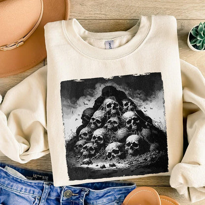 Gothic Skull Mountain PNG, Dark Aesthetic Digital Art - 300 DPI Design