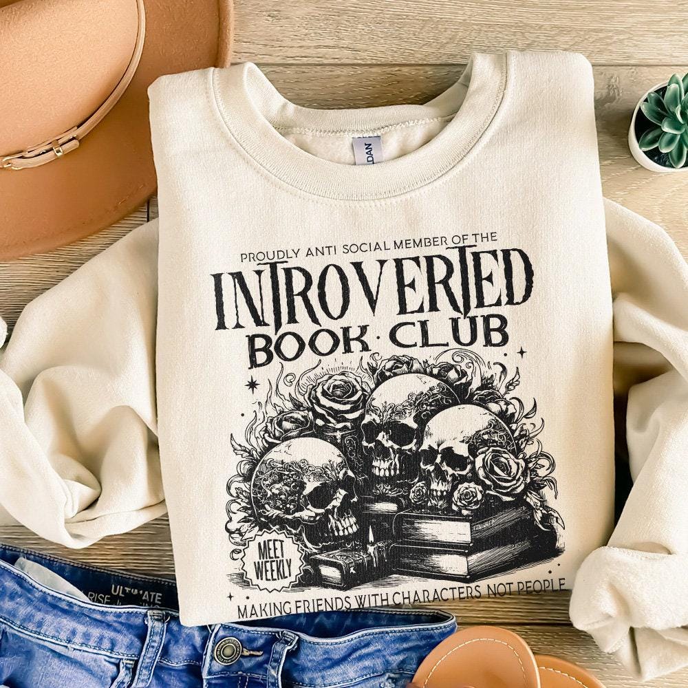 Introverted Book Lover Png, Antisocial Book Club Digital Download - 300