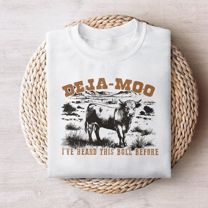 Deja Moo Heard This Bull Before PNG Western Cow, Vintage Style - 300 DPI
