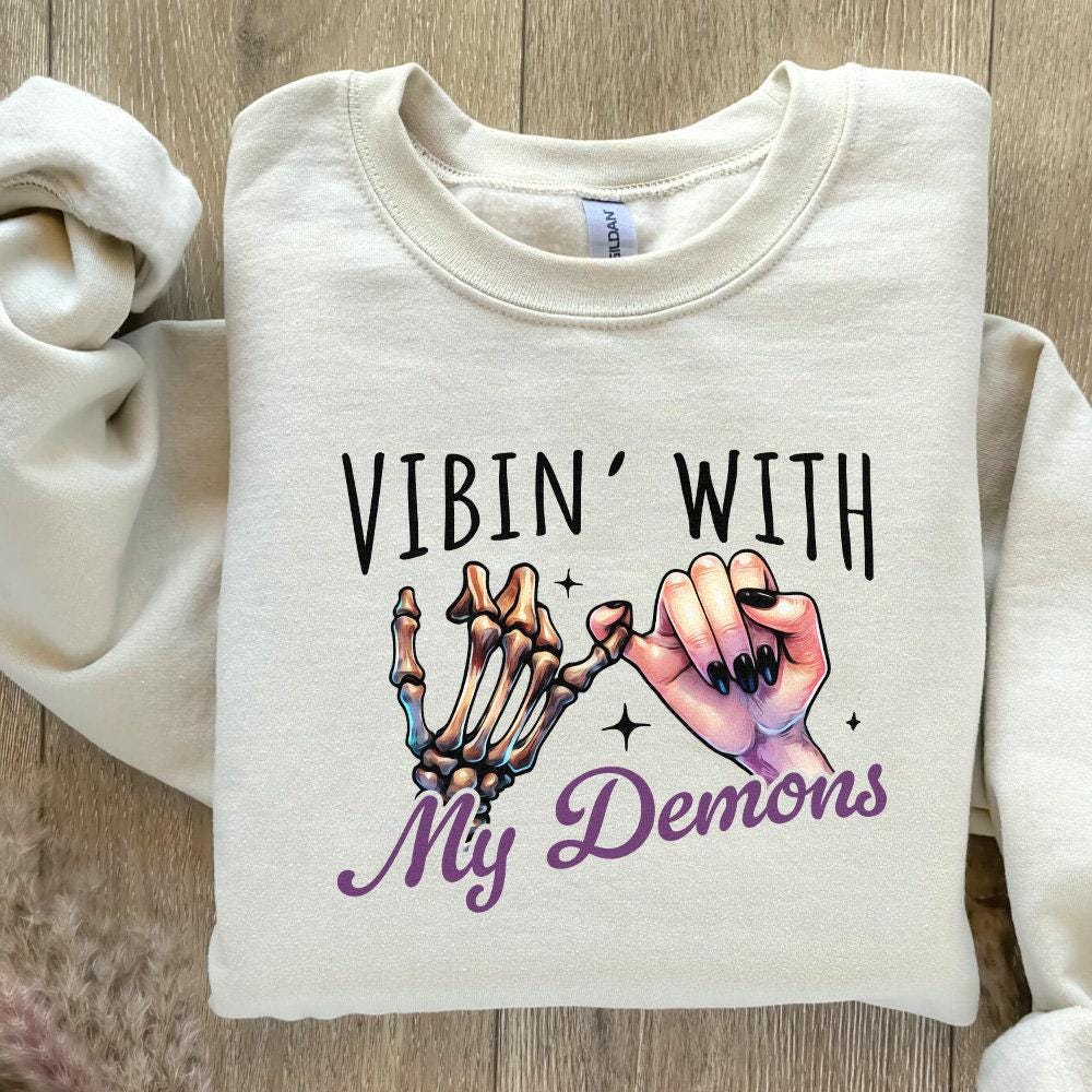 Vibin With My Demons Png, Retro Halloween Png - 300 DPI Design for T-Shirt