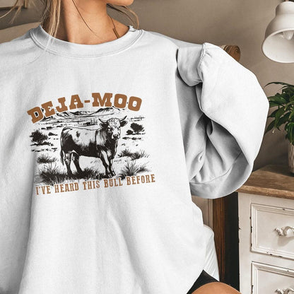 Deja Moo Heard This Bull Before PNG Western Cow, Vintage Style - 300 DPI