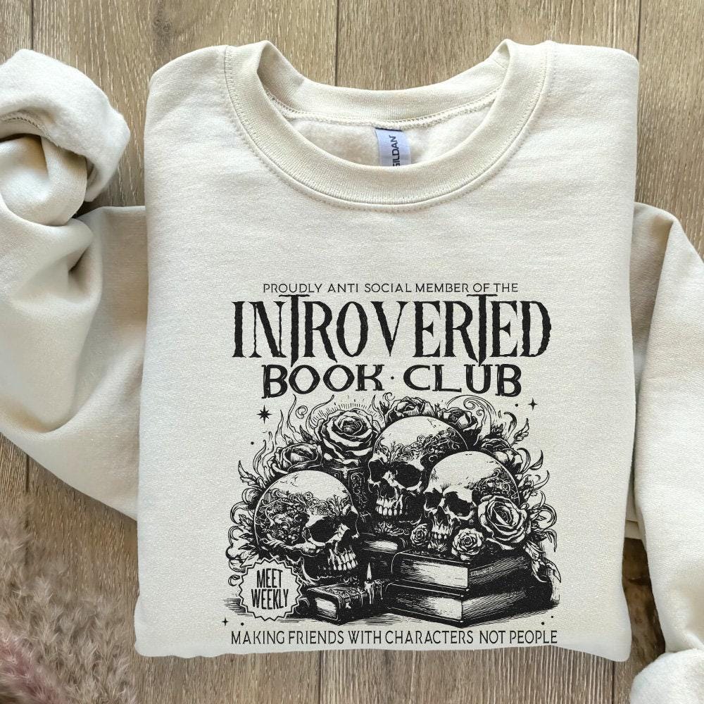 Introverted Book Lover Png, Antisocial Book Club Digital Download - 300
