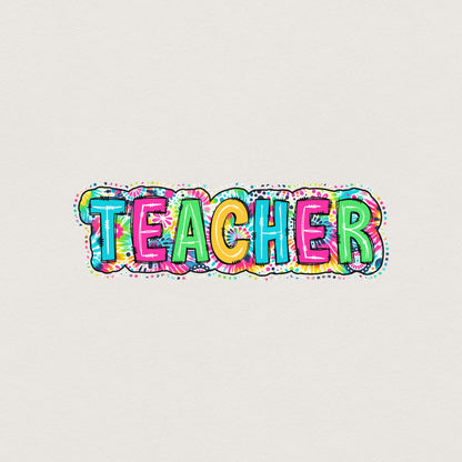 Teacher PNG, Bright Paisley Floral - 300 DPI Design for T-Shirt