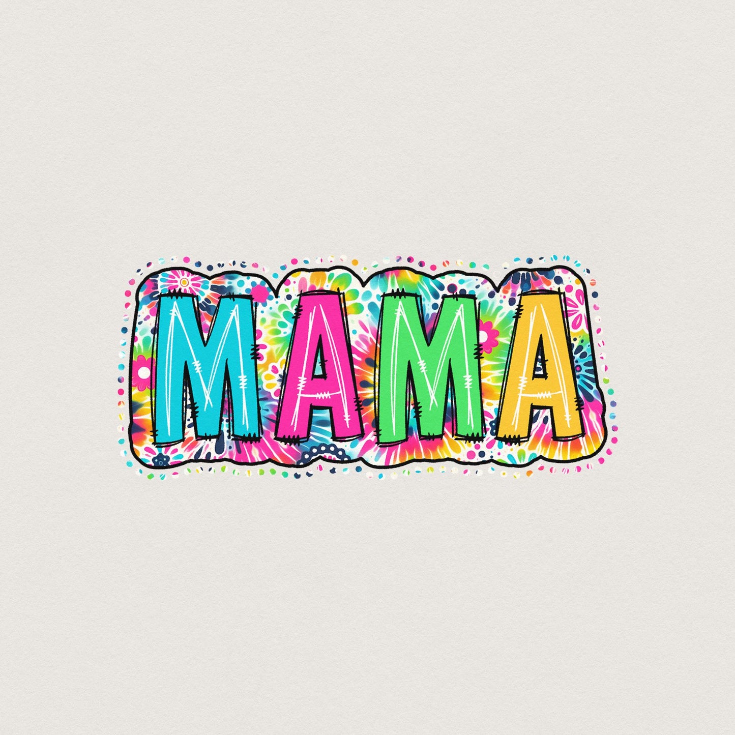 Mama PNG, Bright Paisley Floral - 300 DPI Design for T-Shirt